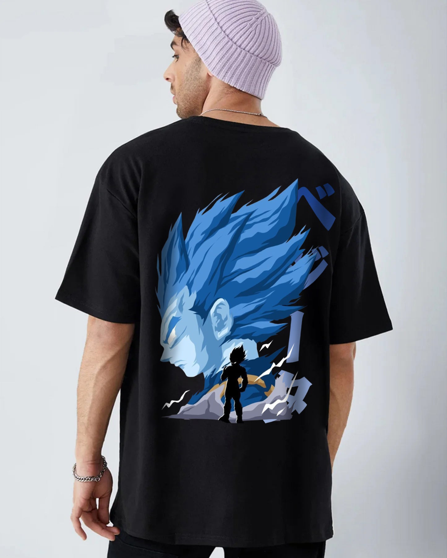 VEGETA OVERSIZED 240 GSM UNISEX BLACK TSHIRT - INDIE APES