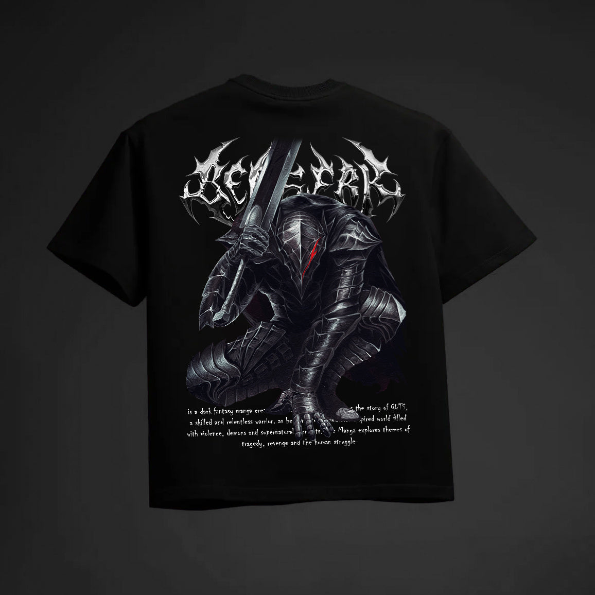 BERSERK OVERSIZED 240 GSM UNISEX BLACK TSHIRT - INDIE APES