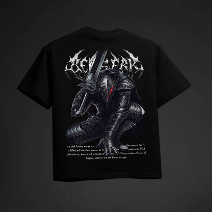 BERSERK OVERSIZED 240 GSM UNISEX BLACK TSHIRT - INDIE APES