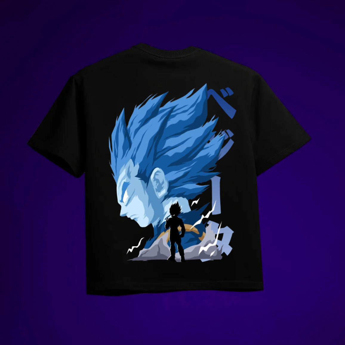 VEGETA OVERSIZED 240 GSM UNISEX BLACK TSHIRT - INDIE APES