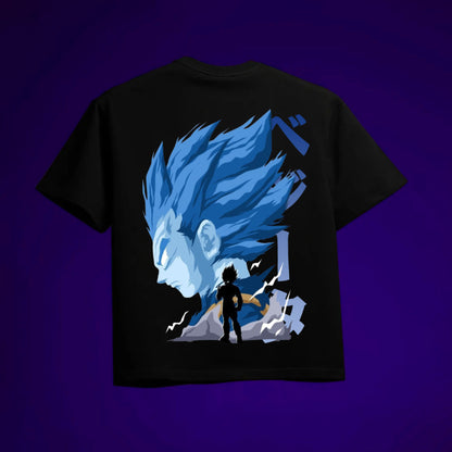 VEGETA OVERSIZED 240 GSM UNISEX BLACK TSHIRT - INDIE APES