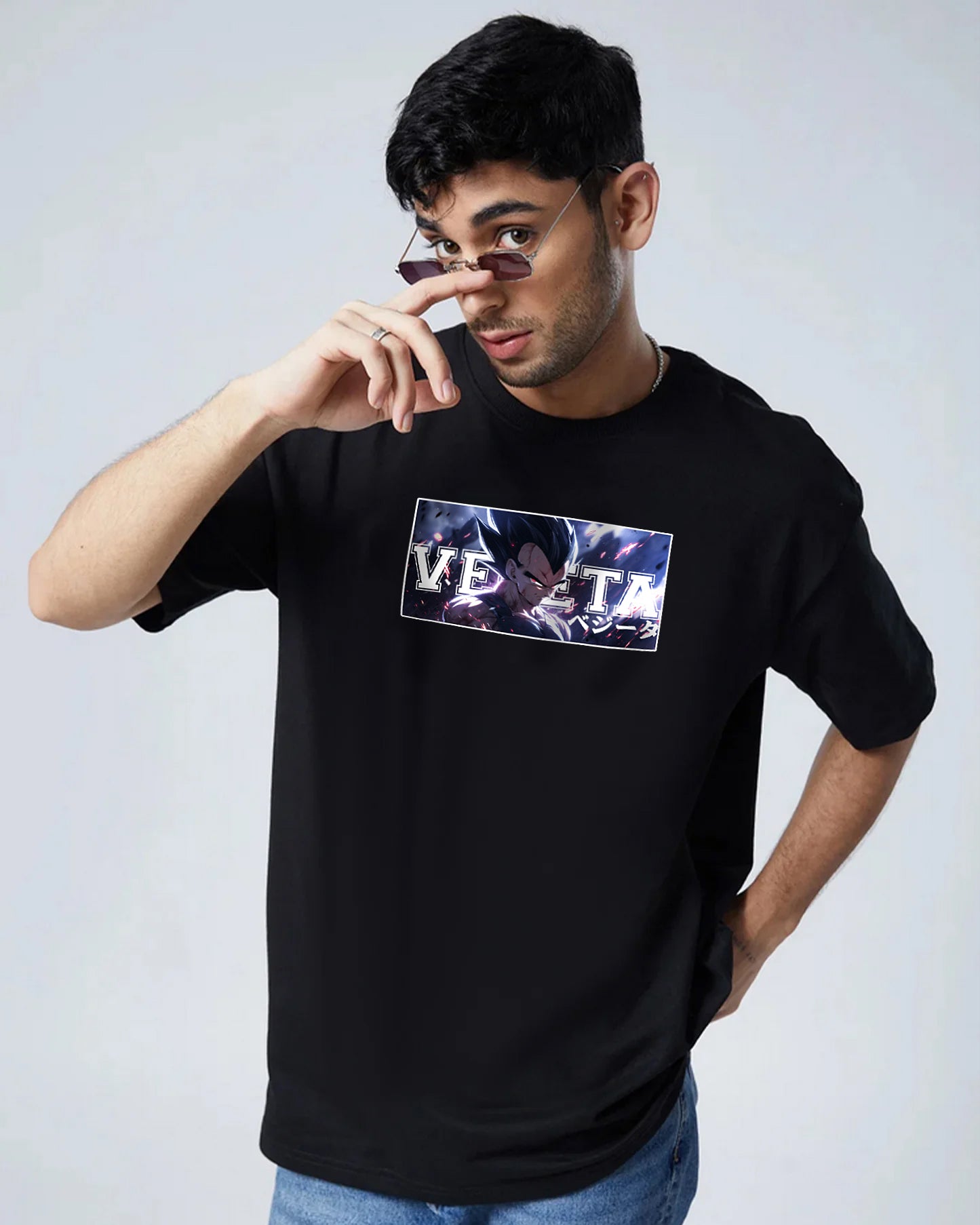 VEGETA OVERSIZED 240 GSM UNISEX BLACK TSHIRT - INDIE APES