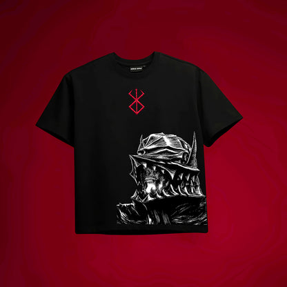 BERSERK OVERSIZED 240 GSM UNISEX BLACK TSHIRT - INDIE APES