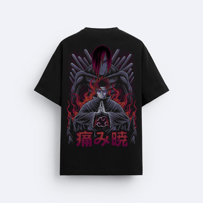 PAIN AKATSUKI OVERSIZED 240 GSM UNISEX BLACK TSHIRT - INDIE APES