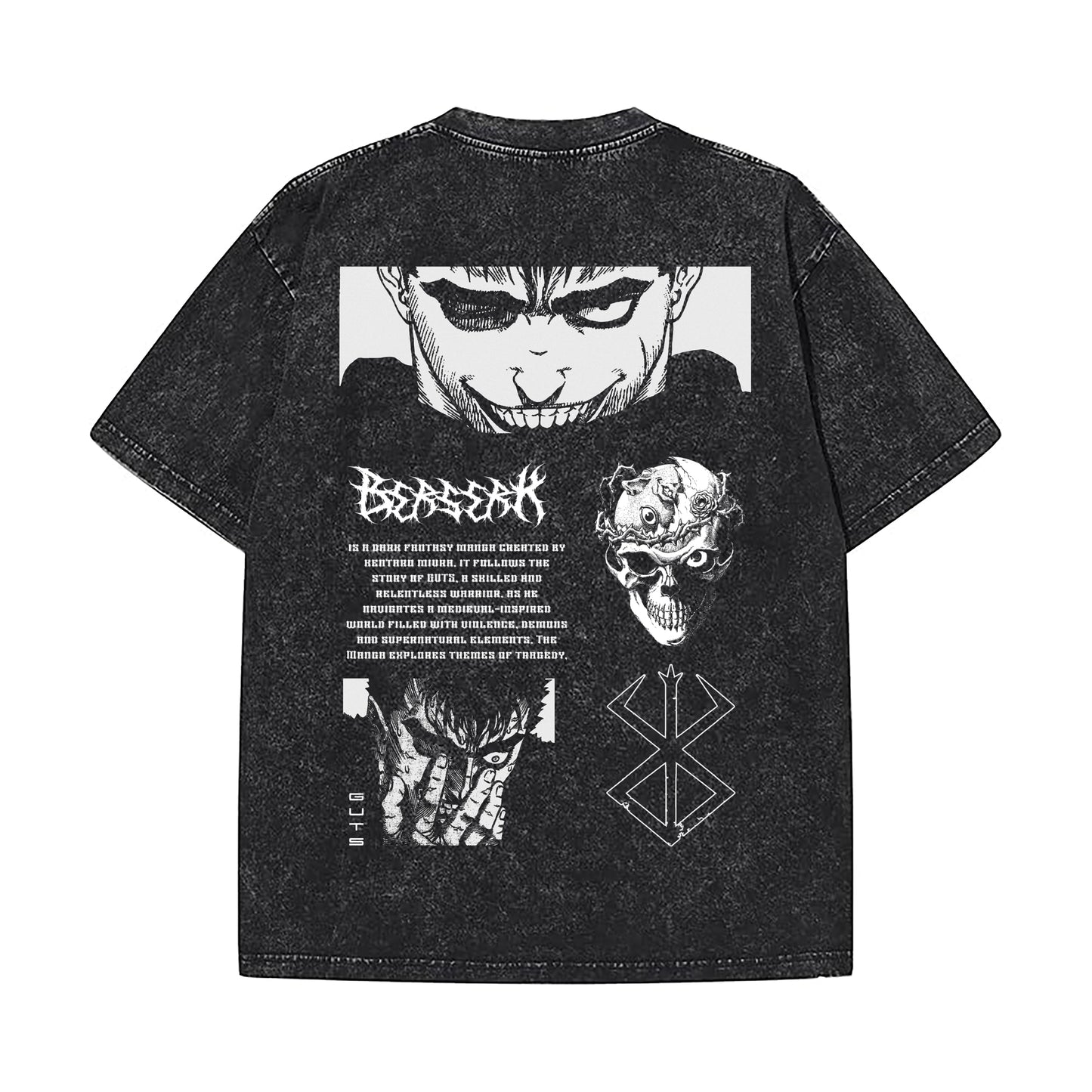 BERSERK GUTS VINTAGE OVERSIZED TSHIRT - INDIE APES