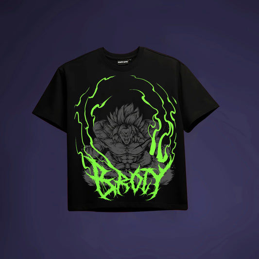 BROLY OVERSIZED 240 GSM UNISEX BLACK TSHIRT - INDIE APES