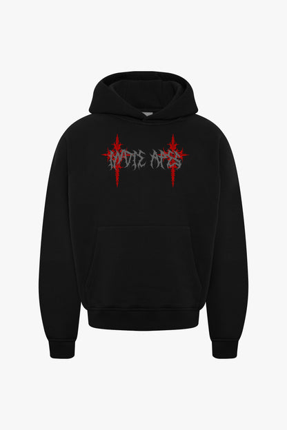 GOTHIC HEAVY WEIGHT 350 GSM OVERSIZED HOODIE RED VARIANT - INDIE APES