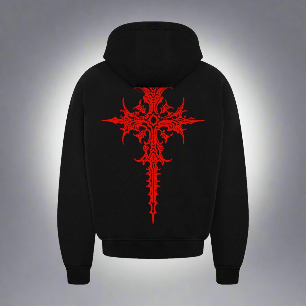 GOTHIC HEAVY WEIGHT 350 GSM OVERSIZED HOODIE RED VARIANT - INDIE APES