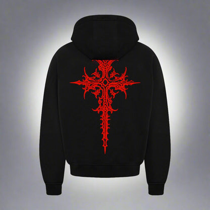 GOTHIC HEAVY WEIGHT 350 GSM OVERSIZED HOODIE RED VARIANT - INDIE APES