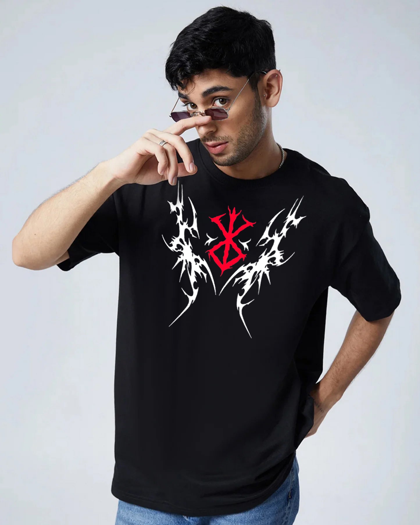 BERSERK OVERSIZED 240 GSM UNISEX BLACK TSHIRT - INDIE APES