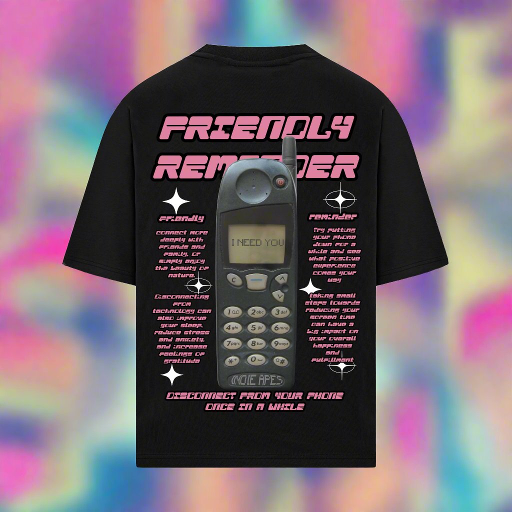 FRIENDLY REMINDER OVERSIZED 240 GSM TSHIRT - INDIE APES