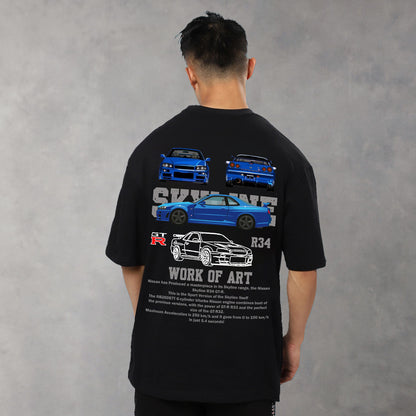 NISSAN SKYLINE R34 OVERSIZED 240 GSM TSHIRT - INDIE APES