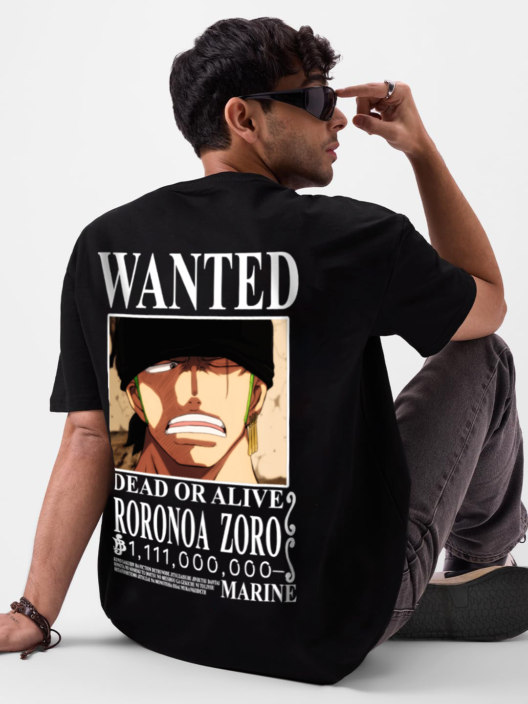 ZORO BOUNTY ONE PIECE OVERSIZED 240 GSM UNISEX BLACK TSHIRT - INDIE APES