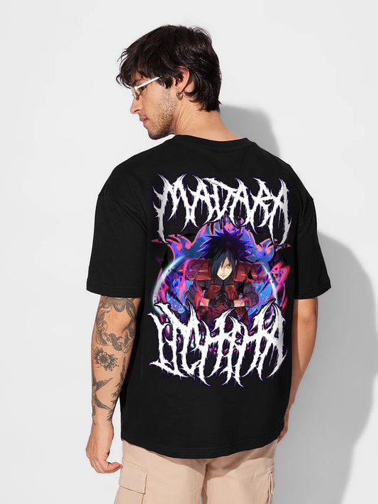 MADARA UCHIHA OVERSIZED 240 GSM UNISEX BLACK TSHIRT - INDIE APES