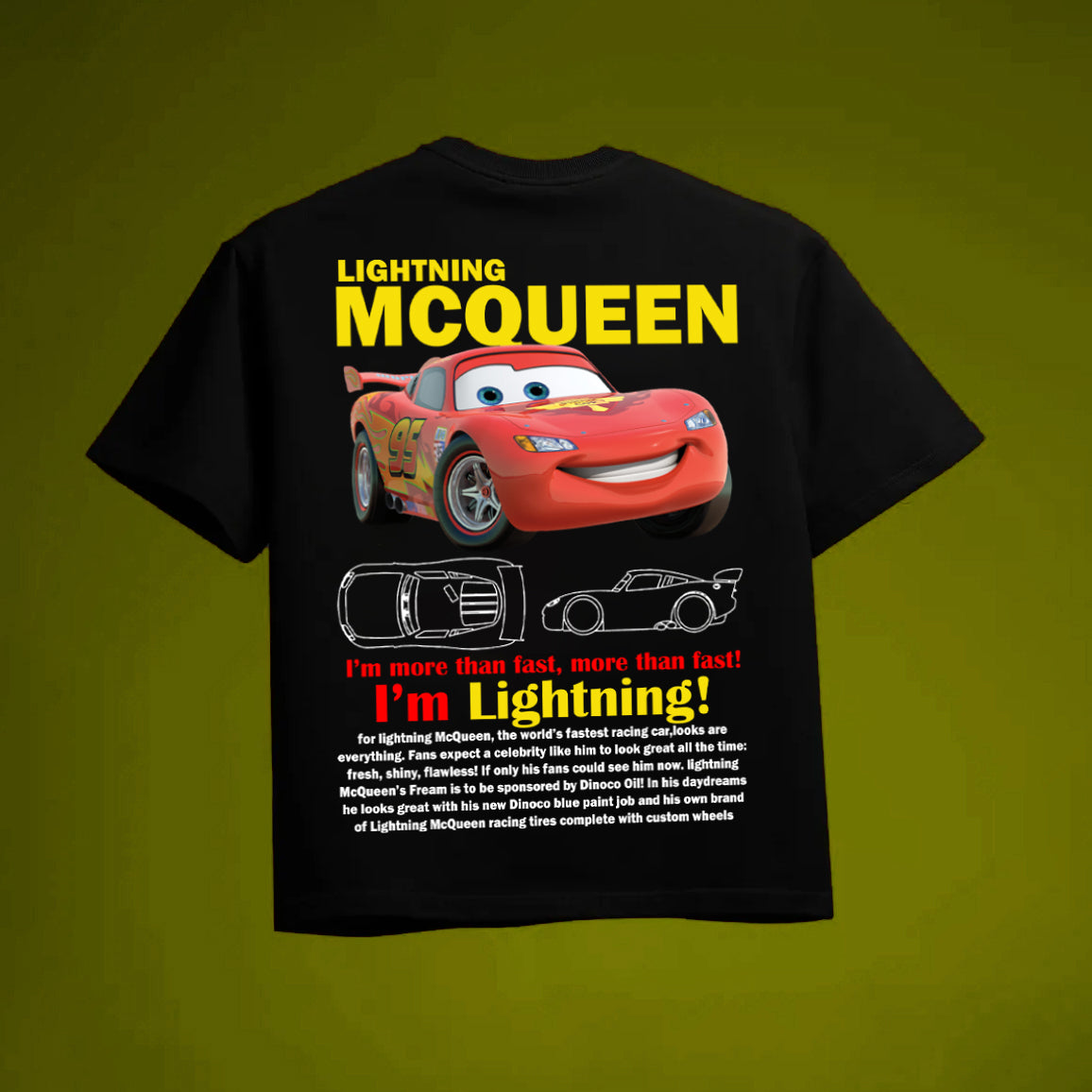 LIGHTNING MCQUEEN OVERSIZED 240 GSM TSHIRT - INDIE APES