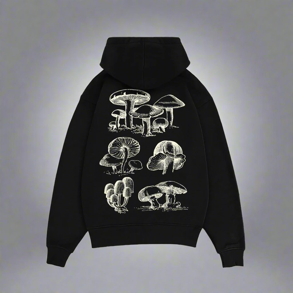 TRIPPY MUSHROOM HEAVY WEIGHT 350 GSM OVERSIZED HOODIE - INDIE APES