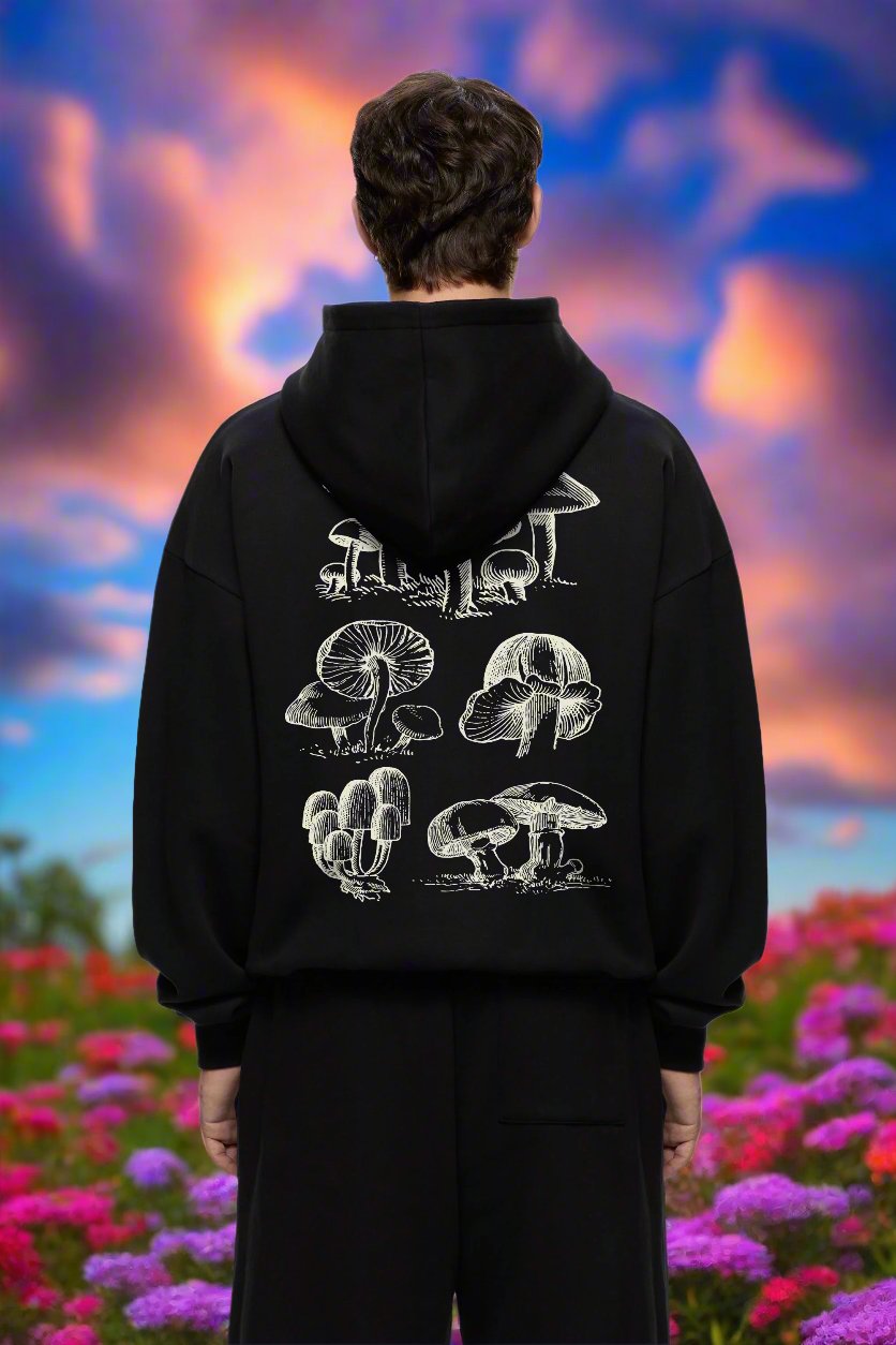 TRIPPY MUSHROOM HEAVY WEIGHT 350 GSM OVERSIZED HOODIE - INDIE APES