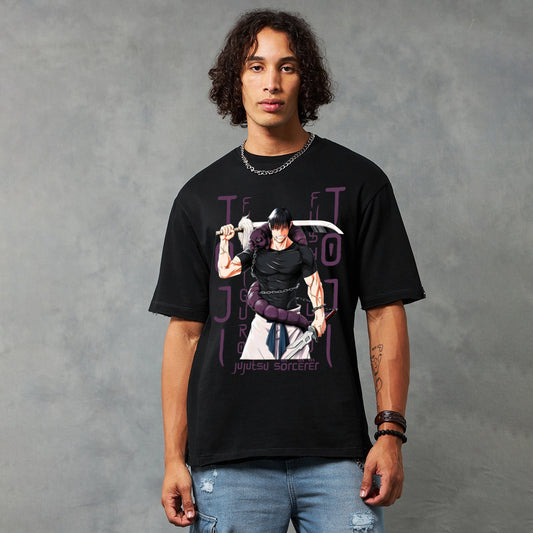 TOJI F OVERSIZED 240 GSM UNISEX BLACK TSHIRT - INDIE APES