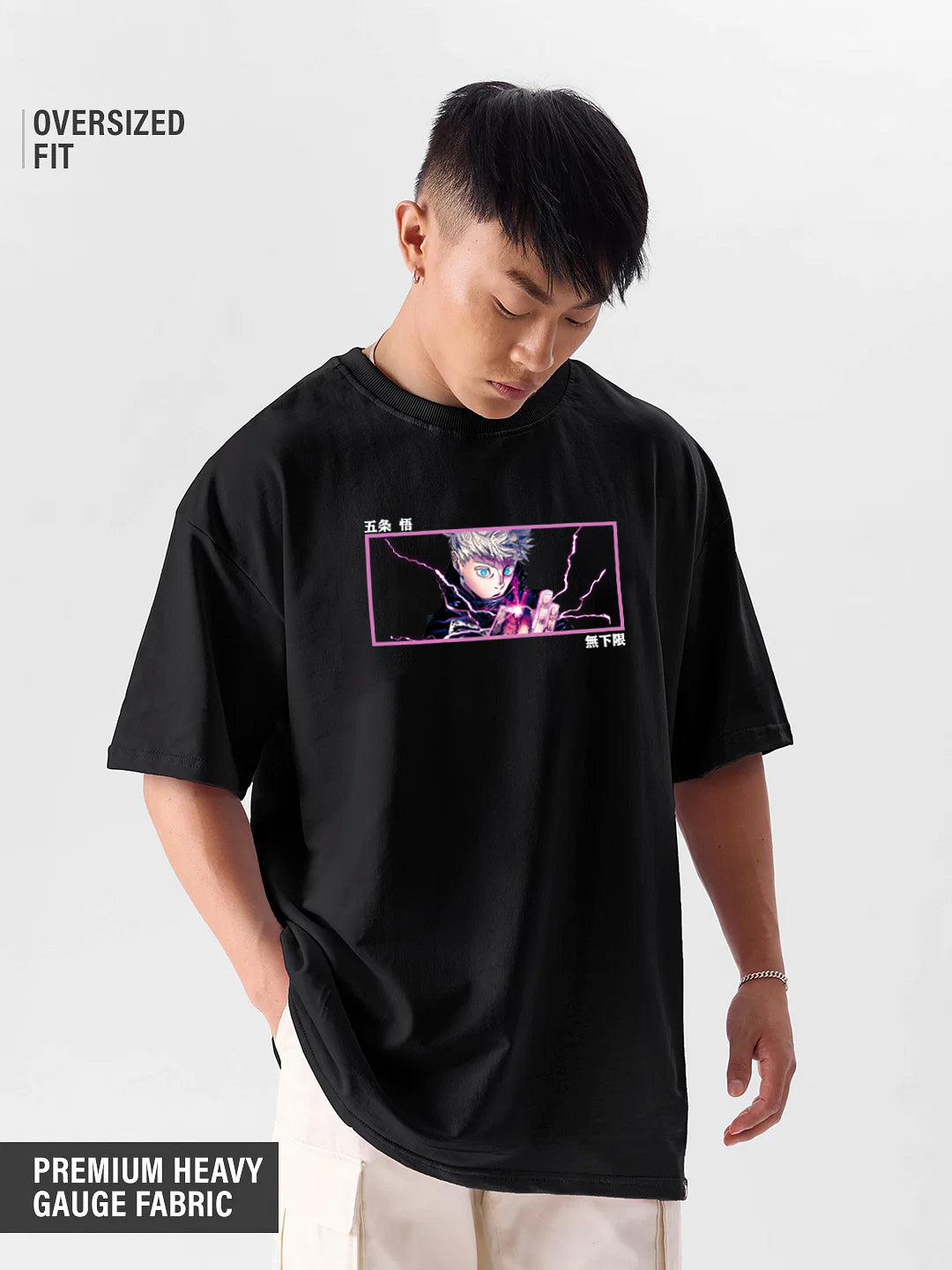 GOJO OVERSIZED 240 GSM UNISEX BLACK TSHIRT - INDIE APES