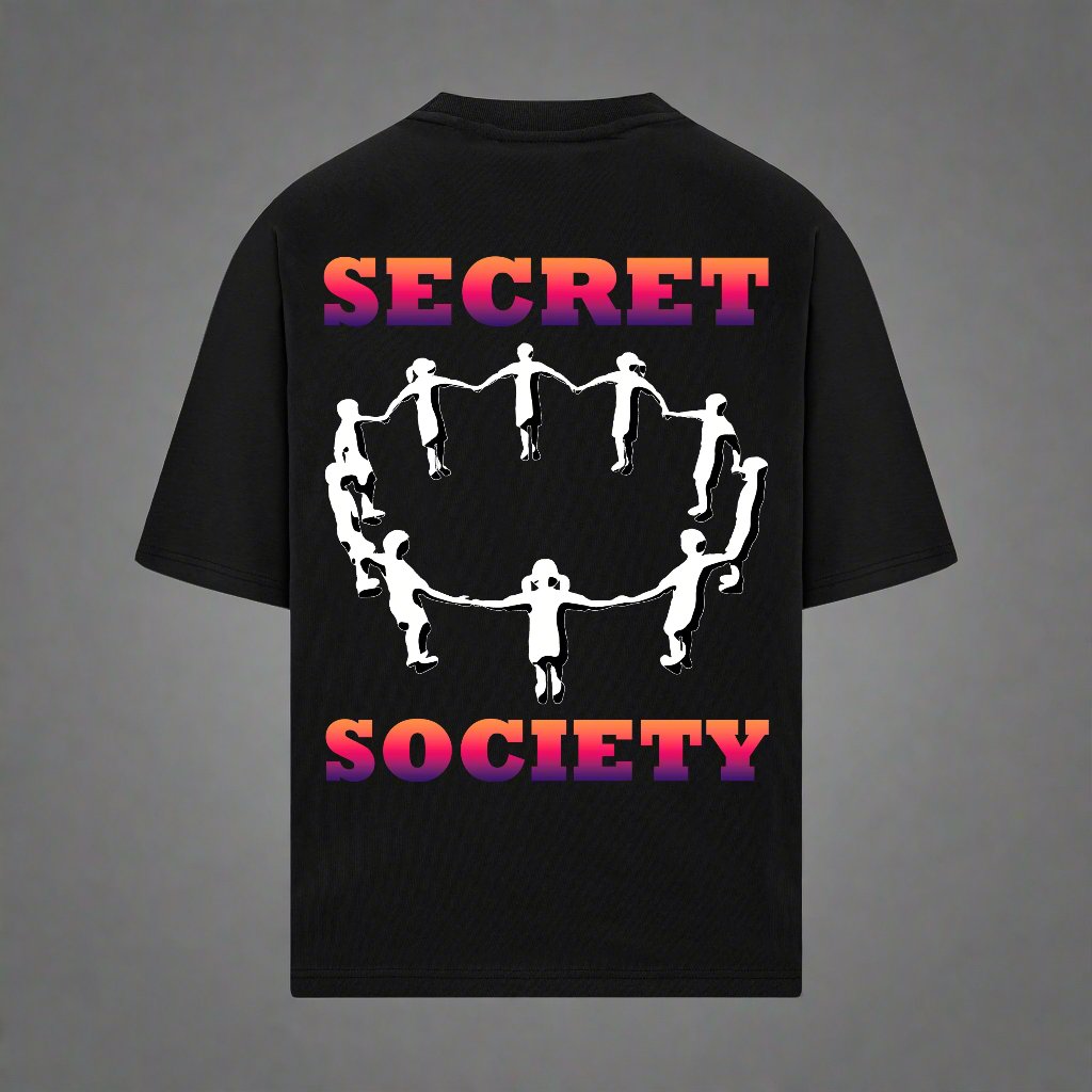 SECRET SOCIETY OVERSIZED 240 GSM UNISEX BLACK TSHIRT - INDIE APES