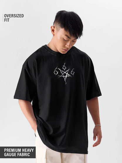 SECRET SOCIETY OVERSIZED 240 GSM UNISEX BLACK TSHIRT - INDIE APES