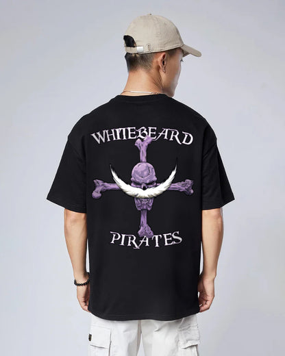 WHITE BEARD PIRATES ONE PIECE OVERSIZED 240 GSM UNISEX BLACK TSHIRT - INDIE APES