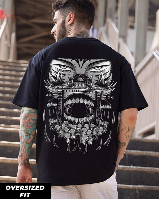 SUKUNA OVERSIZED 240 GSM UNISEX BLACK TSHIRT - INDIE APES