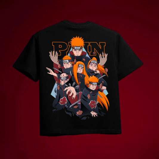 AKATSUKI PAIN OVERSIZED BLACK TSHIRT - INDIE APES