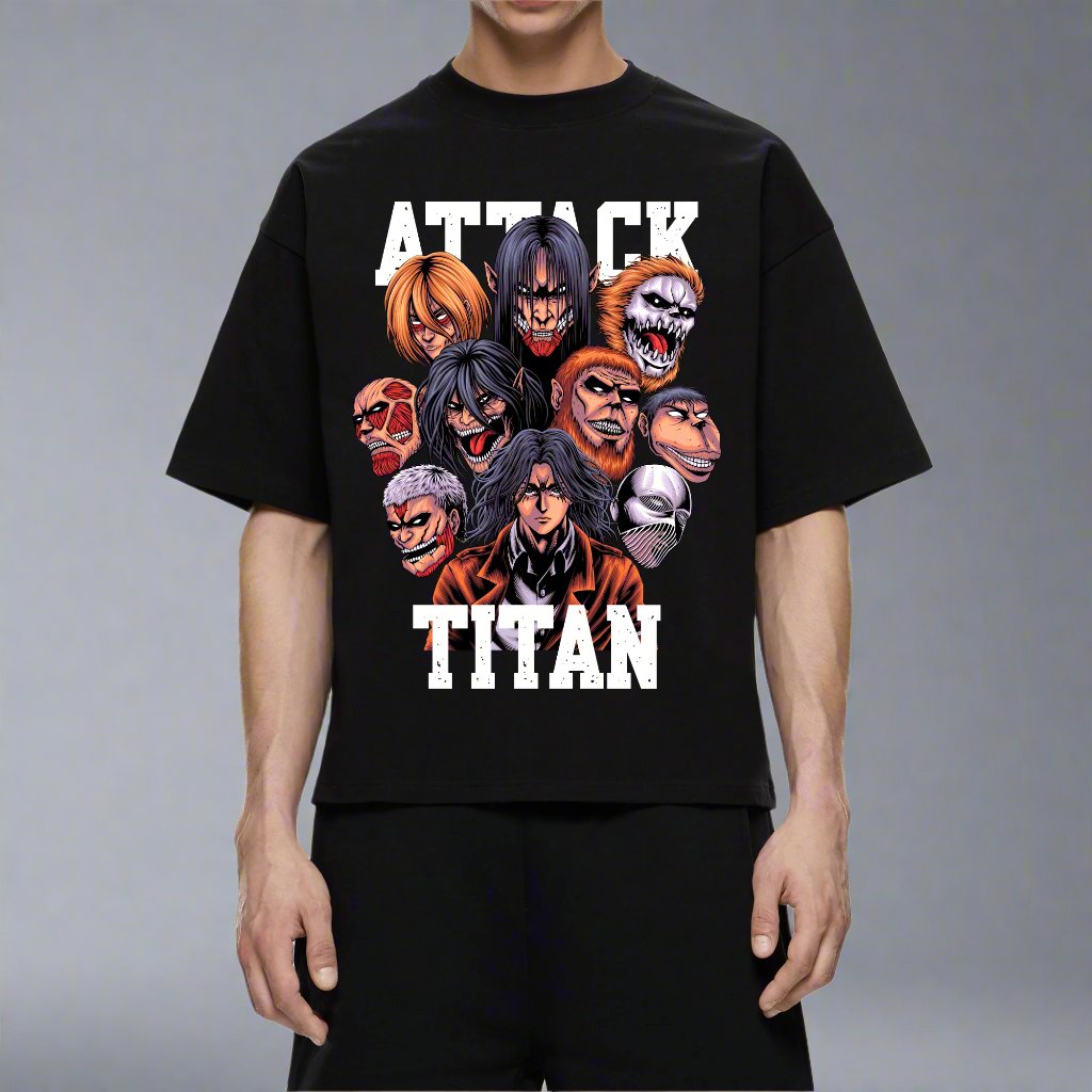 ATTACK ON TITAN 240 GSM OVERSIZED TSHIRT - INDIE APES