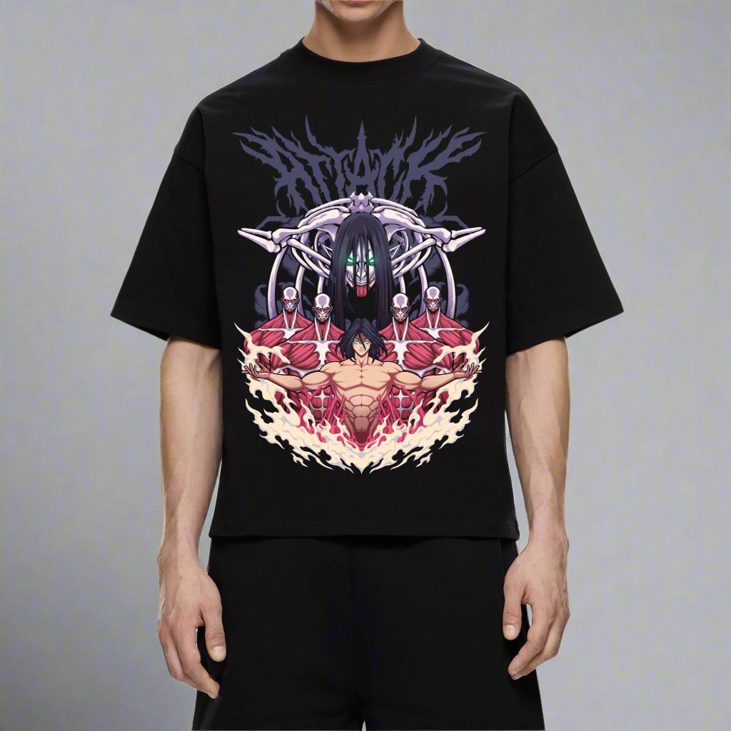 ATTACK ON TITAN 240 GSM OVERSIZED TSHIRT - INDIE APES