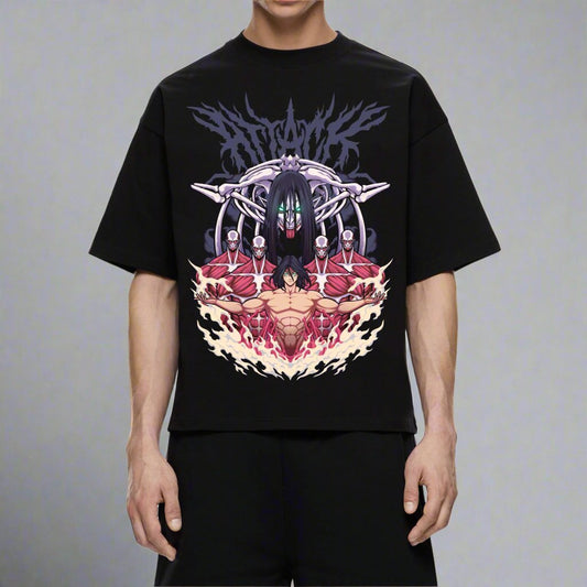 ATTACK ON TITAN 240 GSM OVERSIZED TSHIRT - INDIE APES