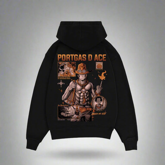 PORTGAS D ACE HEAVY WEIGHT 350 GSM OVERSIZED HOODIE - INDIE APES