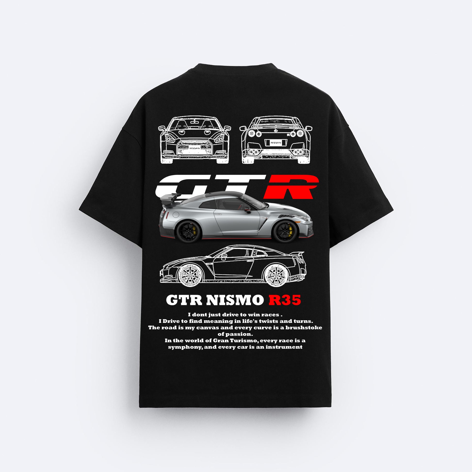 NISSAN GTR NISMO R35 OVERSIZED 240 GSM TSHIRT - INDIE APES