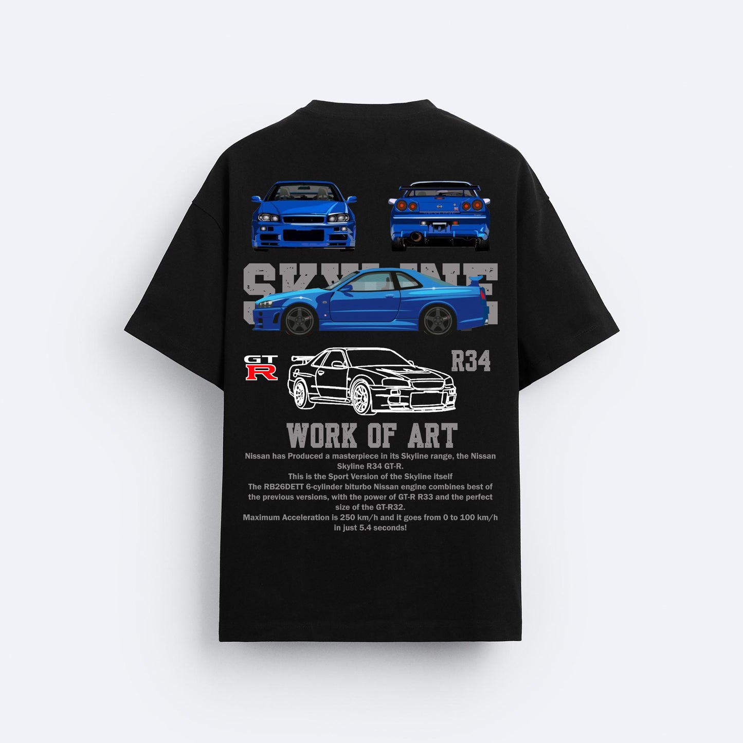 NISSAN SKYLINE R34 OVERSIZED 240 GSM TSHIRT - INDIE APES