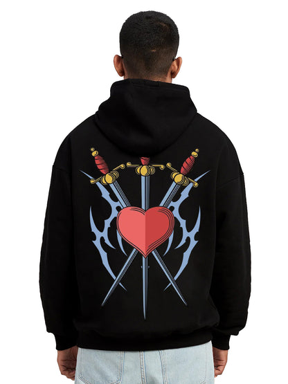 HEART 3 SWORD HEAVY WEIGHT OVERSIZED HOODIE - INDIE APES