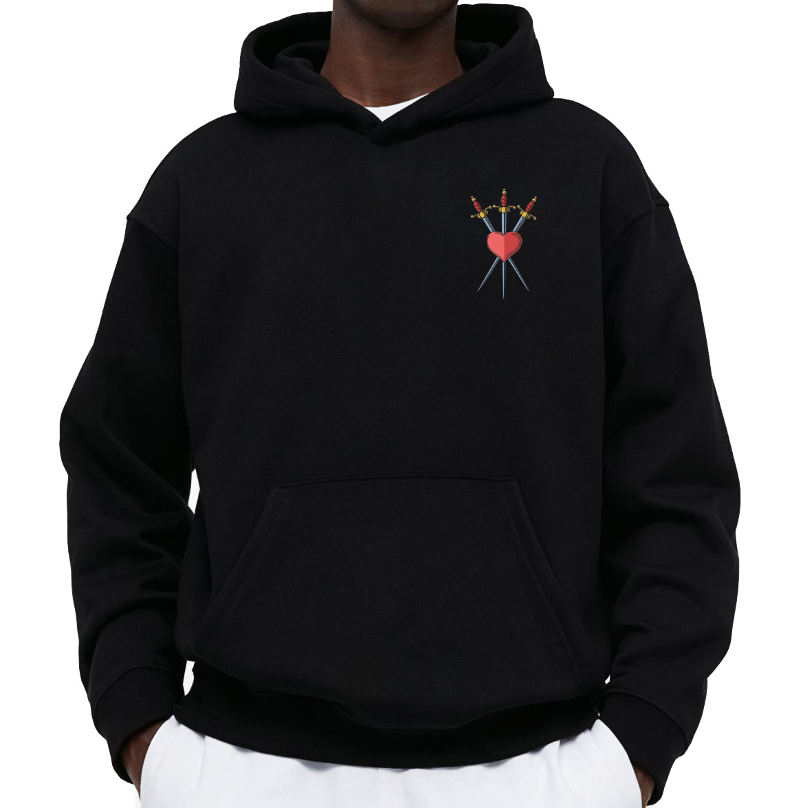 HEART 3 SWORD HEAVY WEIGHT OVERSIZED HOODIE - INDIE APES