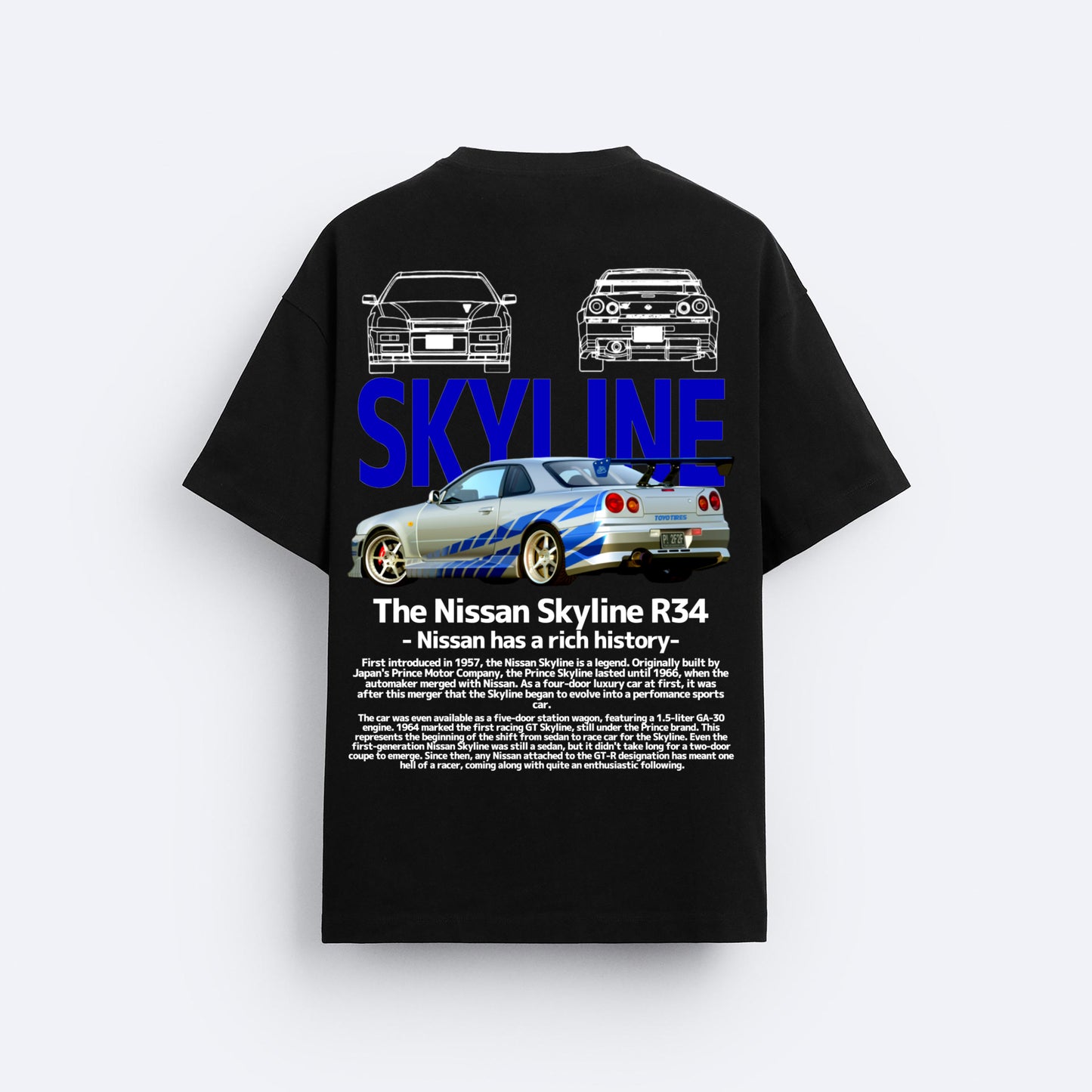 NISSAN SKYLINE R34 OVERSIZED 240 GSM TSHIRT - INDIE APES