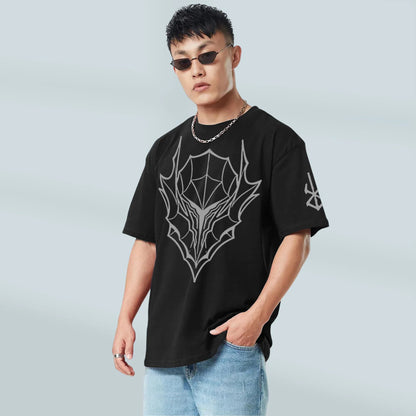 BERSERK OVERSIZED 240 GSM UNISEX BLACK TSHIRT - INDIE APES