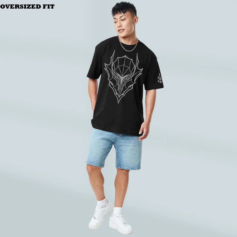 BERSERK OVERSIZED 240 GSM UNISEX BLACK TSHIRT - INDIE APES