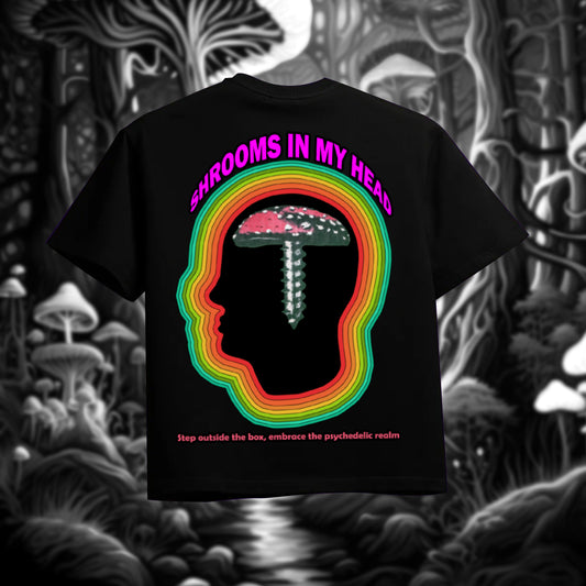 PSYCHEDELLIC SHROOMS IN MY HEAD OVERSIZED 240 GSM TSHIRT - INDIE APES