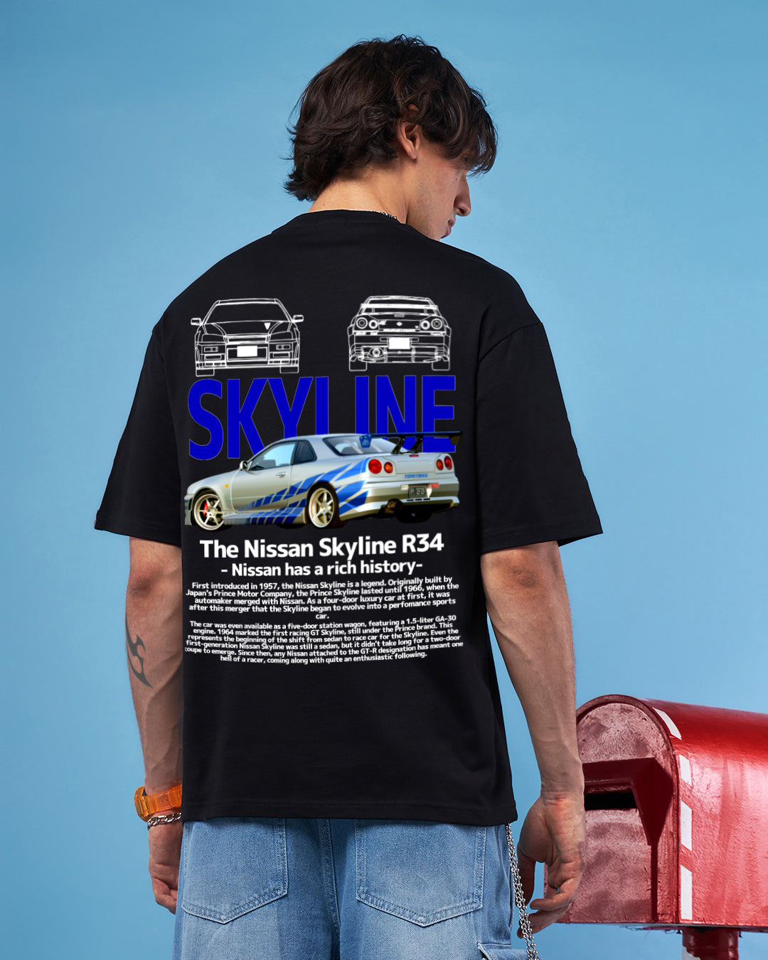 NISSAN SKYLINE R34 OVERSIZED 240 GSM TSHIRT - INDIE APES