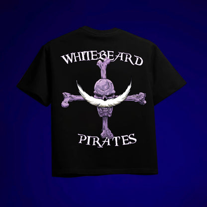 WHITE BEARD PIRATES ONE PIECE OVERSIZED 240 GSM UNISEX BLACK TSHIRT - INDIE APES