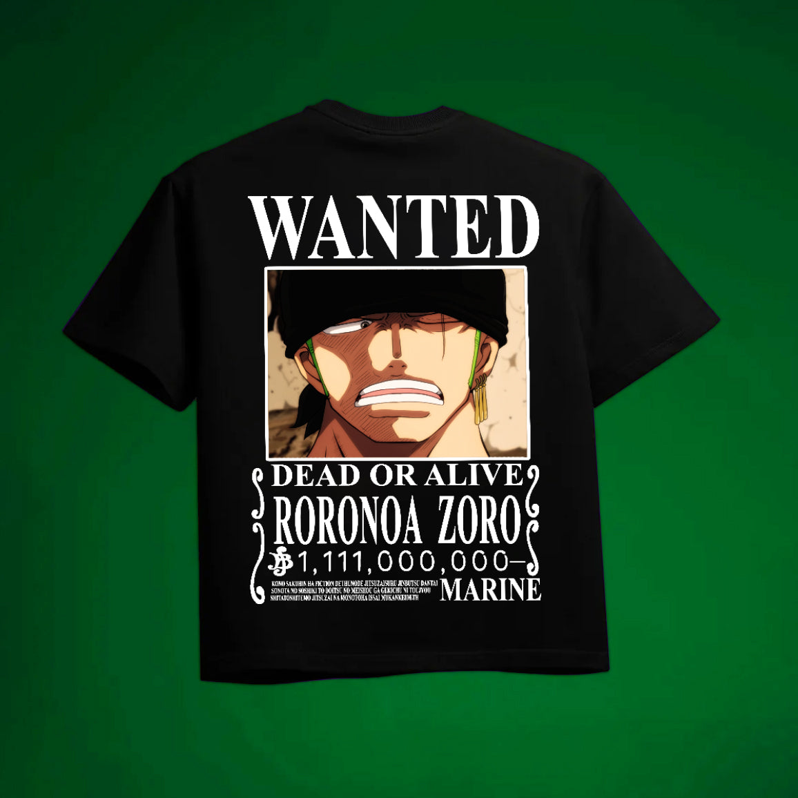 ZORO BOUNTY ONE PIECE OVERSIZED 240 GSM UNISEX BLACK TSHIRT - INDIE APES